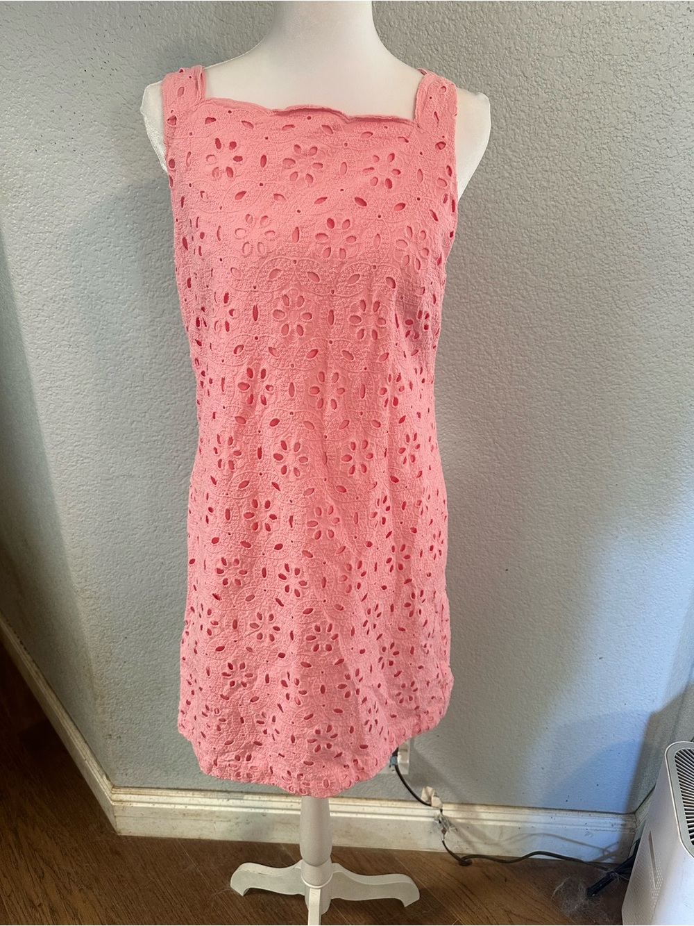 Talbots Pink Eyelet Midi Dress